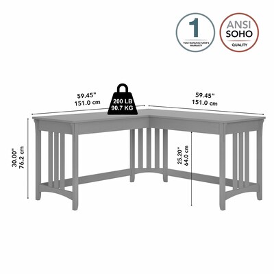 Bush Furniture Salinas 60" L-Shaped Writing Desk, Cape Cod Gray (SAD260CG-03)