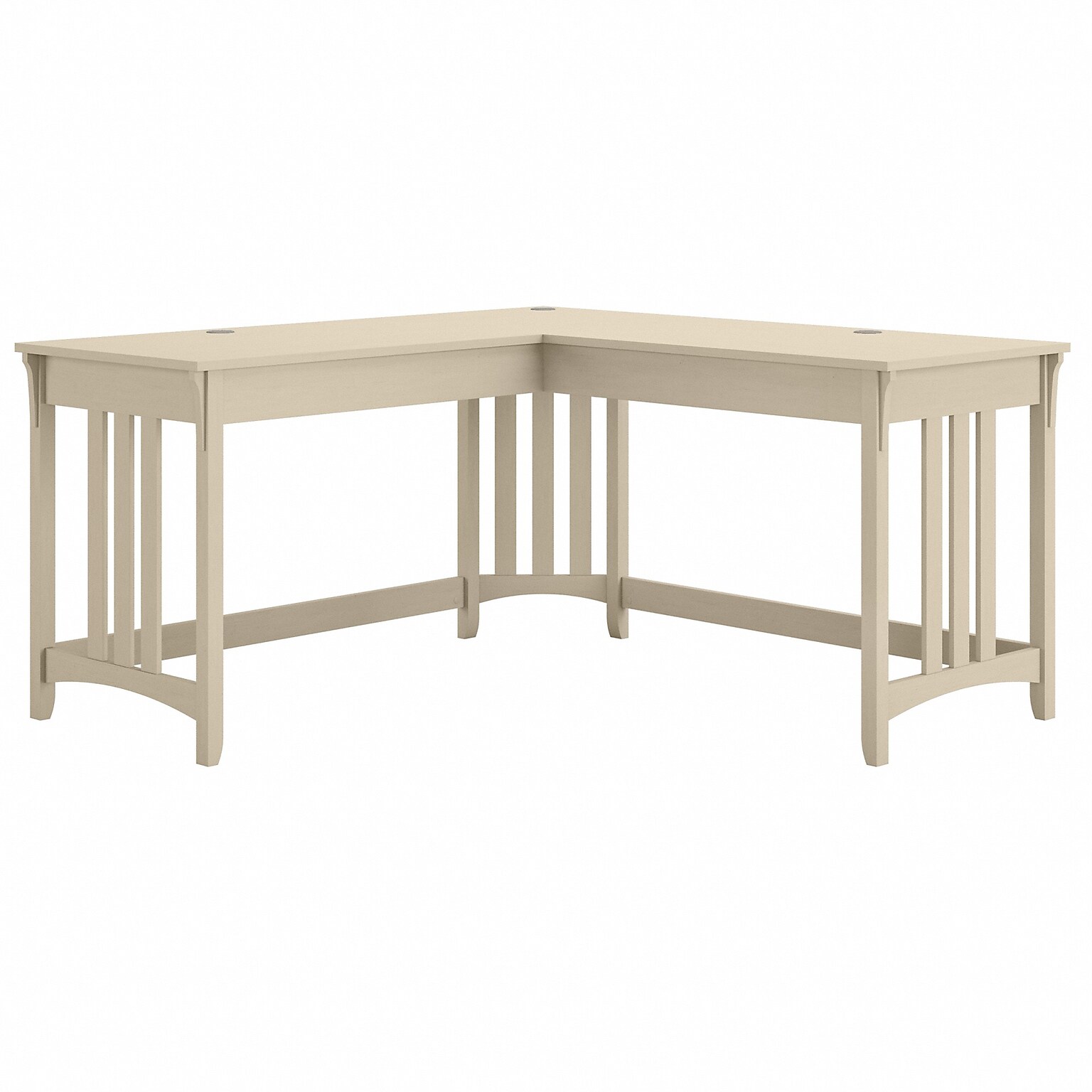 Bush Furniture Salinas 60 L-Shaped Writing Desk, Antique White (SAD260AW-03)