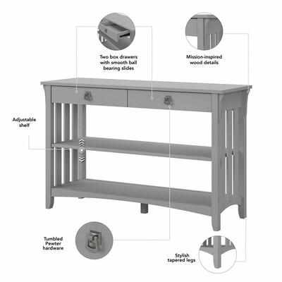 Bush Furniture Salinas 48" x 16" Console Table with Drawers and Shelves, Cape Cod Gray (SAT148CG-03)