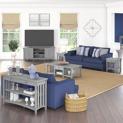 Bush Furniture Salinas 48" x 16" Console Table with Drawers and Shelves, Cape Cod Gray (SAT148CG-03)