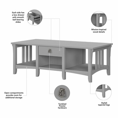 Bush Furniture Salinas 48" x 16" Coffee Table with Storage, Cape Cod Gray (SAT248CG-03)