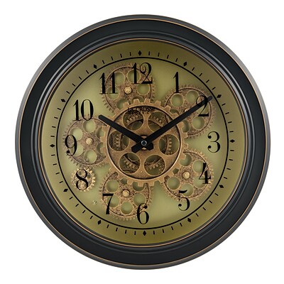 La Crosse Clock 404-2658 23 Inch Round Brown Antique Dial Analog Wall Clock 