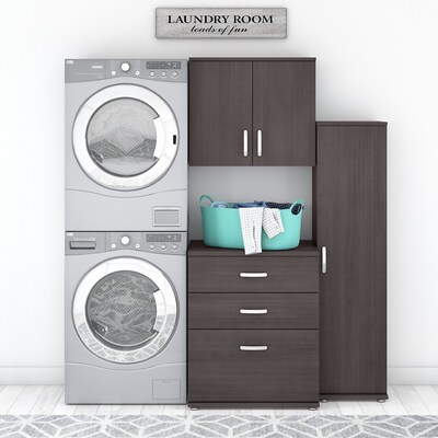 Bush Business Furniture Universal 62"W 3-Piece Modular Storage Set with 5 Shelves, Storm Gray (UNS005SG)