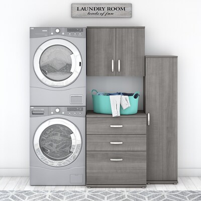 Bush Business Furniture Universal 62"W 3-Piece Modular Storage Set with 5 Shelves, Platinum Gray (UNS005PG)