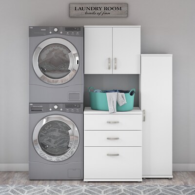 Bush Business Furniture Universal 62"W 3-Piece Modular Storage Set with 5 Shelves, White (UNS005WH)