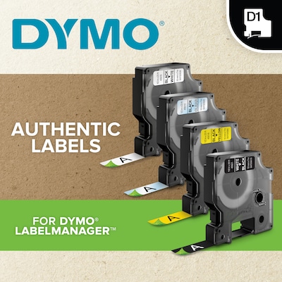 DYMO D1 Standard 43613 Label Maker Tape, 1/4" x 23', Black on White (43613)
