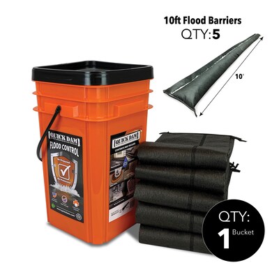 Quick Dam Grab & Go Flood Barrier, 120, Up to 8.5 Gal., 5/Box (QDGG10-5)