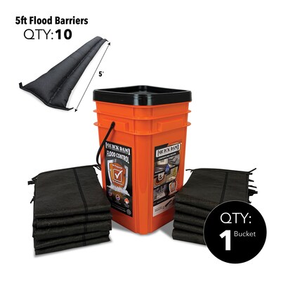 Quick Dam Grab & Go Flood Barrier, 60, Up to 4.25 Gal., 10/Box (QDGG5-10)