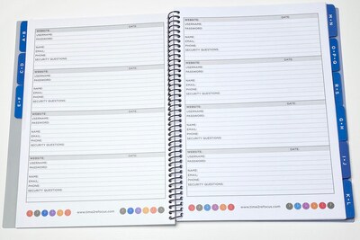 RE-FOCUS THE CREATIVE OFFICE 7.5 x 10 Large Password Keeper Book, Black (10004.5)