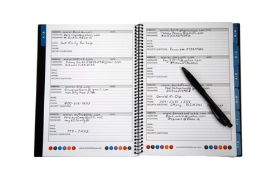 RE-FOCUS THE CREATIVE OFFICE 7.5" x 10" Large Password Keeper Book, Black (10004.5)