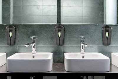 Alpine Industries Aspen Wall Mount Automatic Foam Soap Dispenser with Floor Stand, 33 oz., Gray
