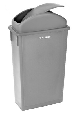 Alpine Industries Trash Can with Swing Lid Combo, 23 Gallon, Gray, Slim Commercial (477-GRY-PKG1)