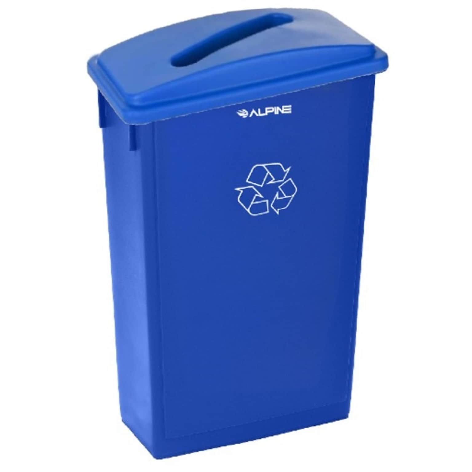 Alpine Industries Polypropylene Recycling Bin, 23 Gallon, Blue (477-R-BLU-PKG3)