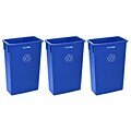 Alpine Industries Commercial Indoor Recycling Bin Trash Can, 23 Gallon, Blue,  3/Pack (477-BLU-3PK)