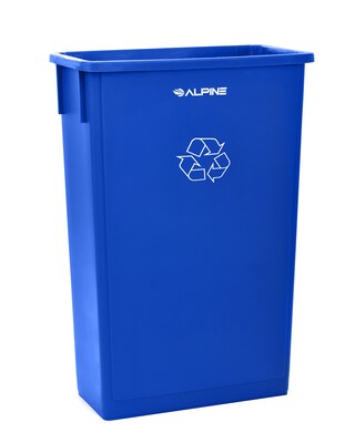 Alpine Industries Polypropylene Recycling Bin, 23 Gallon, Blue, 3/Pack (ALP477-R-BLU-3PK)