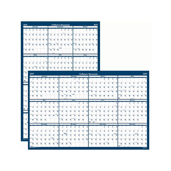 2023 House of Doolittle 18 x 24 Yearly Wet-Erase Wall Calendar, Reversible, Blue/White (3960-23)