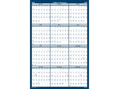 2023 House of Doolittle 18" x 24" Yearly Wet-Erase Wall Calendar, Reversible, Blue/White (3960-23)
