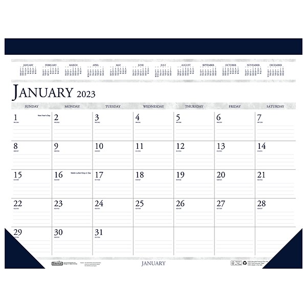 2023 House of Doolittle 18.5 x 13 Monthly Desk Pad Calendar, Deep Blue/Gray (1506-23)