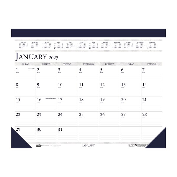 2023 House of Doolittle 22 x 17 Monthly Desk Pad Calendar, White/Gray/Blue (150-23)