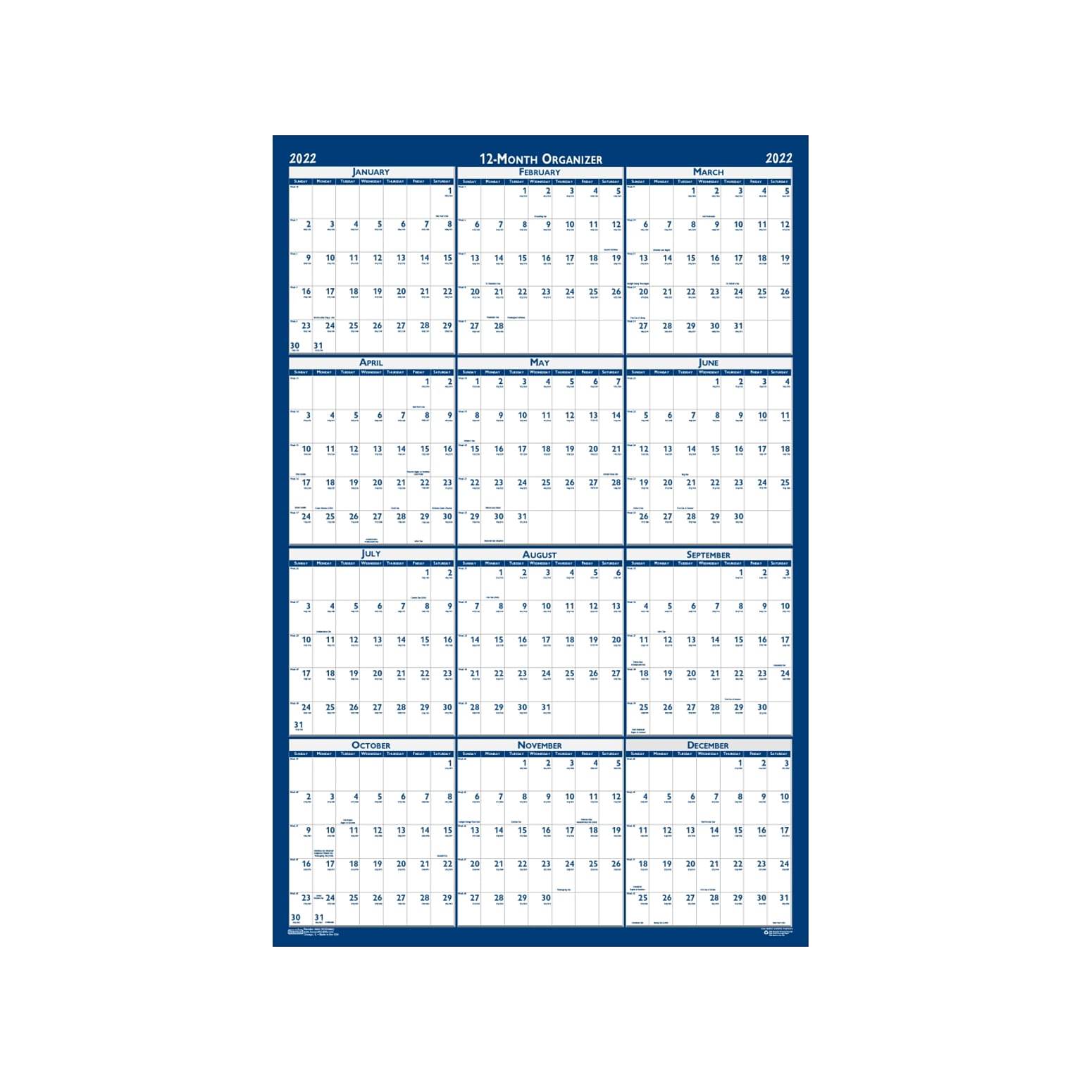 2023 House of Doolittle Classic 33 x 66 Yearly Wet-Erase Wall Calendar, Reversible, Blue/White (3962-22)