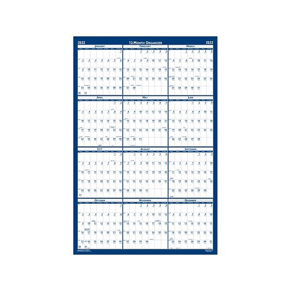 2023 House of Doolittle Classic 33 x 66 Yearly Wet-Erase Wall Calendar, Reversible, Blue/White (3962-22)