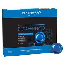 Bestpresso Decaffeinato Coffee Nespresso Professional Pods, Medium Roast, 50/Box (BST18969)