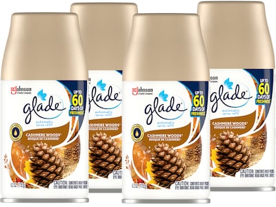 Glade Air Freshener Automatic Spray Refill, Cashmere Woods Scent, 6.2 Oz., 4/Pack (320140)