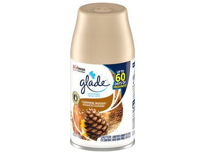 Glade Air Freshener Automatic Spray Refill, Cashmere Woods Scent, 6.2 Oz., 4/Pack (320140)