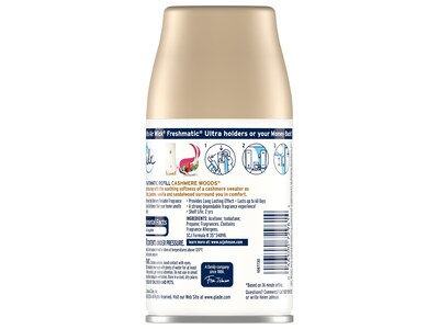Glade Air Freshener Automatic Spray Refill, Cashmere Woods Scent, 6.2 Oz., 4/Pack (320140)