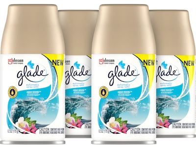Glade Air Freshener Automatic Spray Refill, Aqua Waves Scent, 6.2 Oz., 4/ Pack (325078)