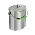 iTouchless 1.6-Gallon Indoor Compost Bin, Silver/Green (CB06OT)