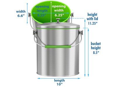 iTouchless 1.6-Gallon Indoor Compost Bin, Silver/Green (CB06OT)