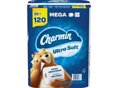 Charmin Ultra Soft Toilet Paper, 2-ply, White, 244 Sheets/Roll, 30 Rolls/Case (01537)