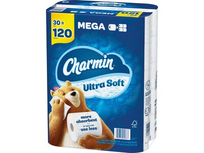 Charmin Ultra Soft 2-ply Standard Toilet Paper, White, 244 Sheets/Roll, 30 Rolls/Case (01537)