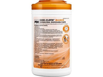 PDI Sani-Cloth Bleach Wipes, 65/Canister, 6 Canisters/Carton (P25784CT)