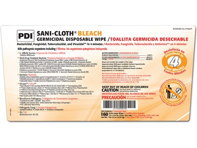 PDI Sani-Cloth Bleach Wipes, 160/Pail, 2 Pails/Carton (P7007P)