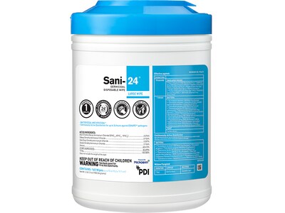 PDI Sani-24 Germicidal Disposable Disinfecting Wipes, 160/Canister, 12 Canisters/Carton (P26672CT)