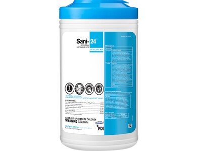 PDI Sani-24 Germicidal Disposable Disinfecting Wipes, 65/Canister, 6 Canisters/Carton (P23284CT)