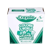 Crayola Colors of the World Washable Marker, Broad Line, Assorted Colors, 24/Pack, 10 Packs/Carton (