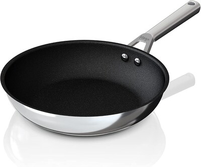 Ninja Foodi NeverStick Cookware Stainless-Steel 10.25 Frying Pan, Silver (C60026)