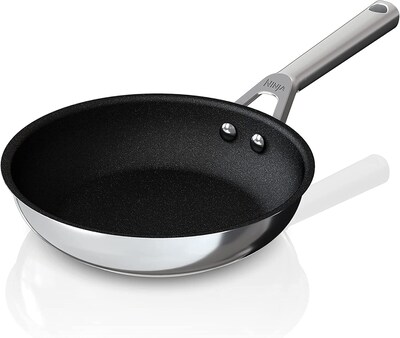 Ninja Foodi NeverStick Stainless-Steel 8 Frying Pan, Silver (C60020)