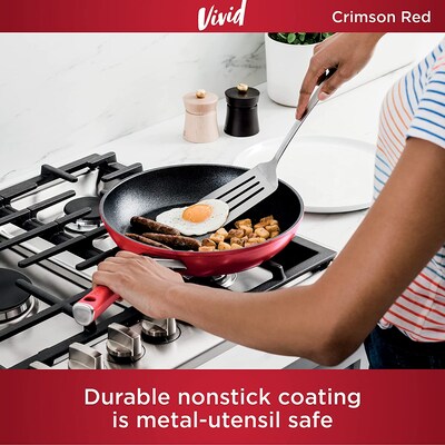 Ninja Foodi NeverStick Vivid Aluminum 8-Piece Cookware Set, Crimson Red (C28000)