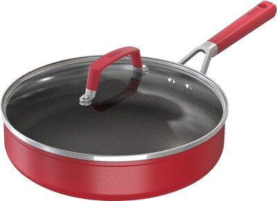 Ninja Foodi NeverStick Vivid Aluminum 3-Quart Sauté Pan with Glass Lid, Crimson Red (C20130)