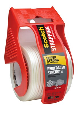 Scotch® Reinforced Strength Shipping Strapping Tape with Dispenser, 1.88" x 10 yds., Clear (50)