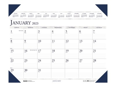 2023 House of Doolittle 24 x 19 Monthly Desk Calendar, Deep Blue/Gray (180-23)