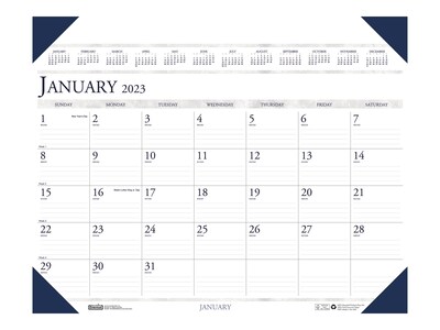 2023 House of Doolittle 24 x 19 Monthly Desk Calendar, Deep Blue/Gray (180-23)