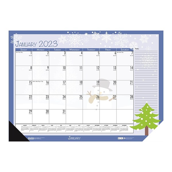 2023 House of Doolittle 13 x 18.5 Monthly Desk Pad Calendar, Holiday/Seasonal (1396-23)
