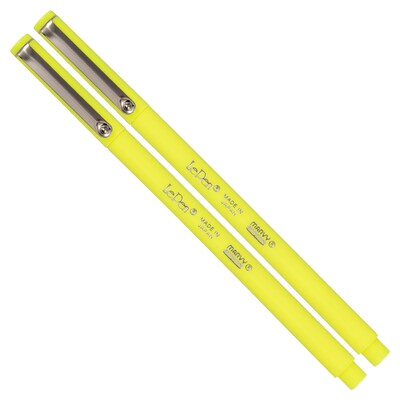 Marvy Uchida Le Pen Felt Pen, Fine Tip, Neon Yellow Ink, 2/Pack (76530913A)