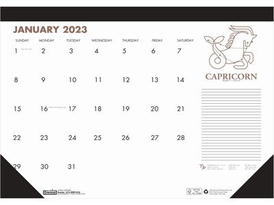 2023 House of Doolittle Zodiac 18.5 x 13 Monthly Desk Pad Calendar, Zodiac, White/Black (1676-23)