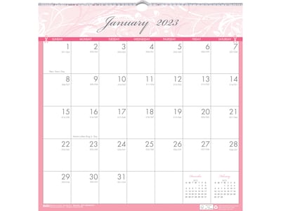 2023 House of Doolittle Breast Cancer Awareness 12 x 12 Monthly Wall Calendar, White/Pink (3671-23)